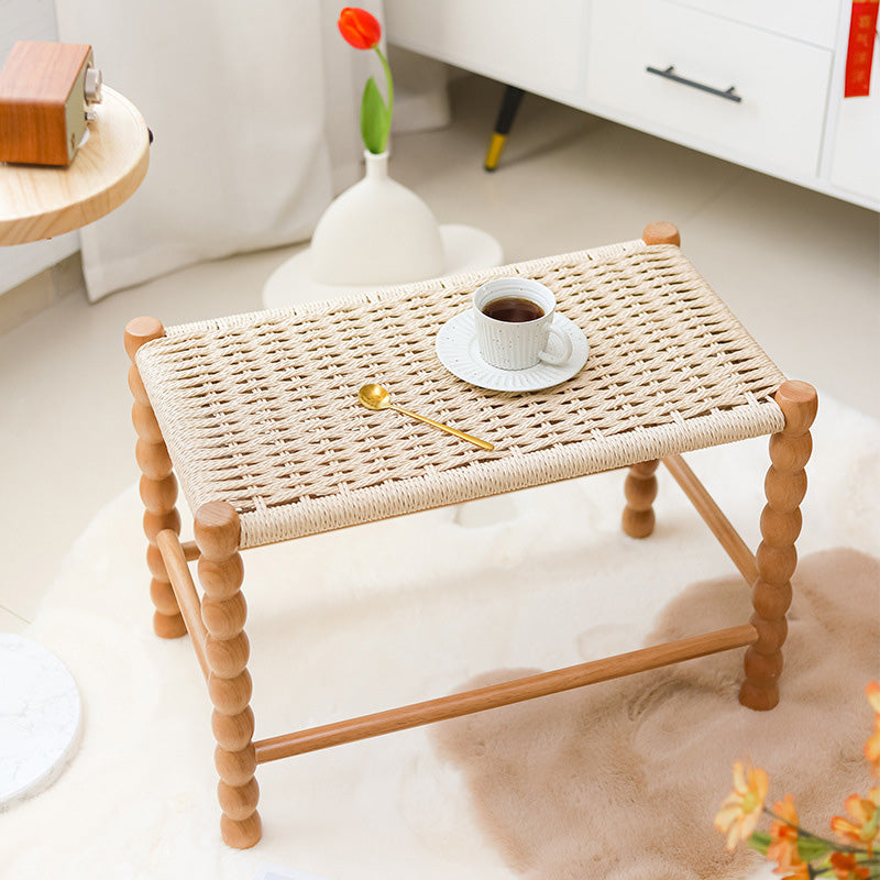 Chinese Woven Gourd Wooden Footstool