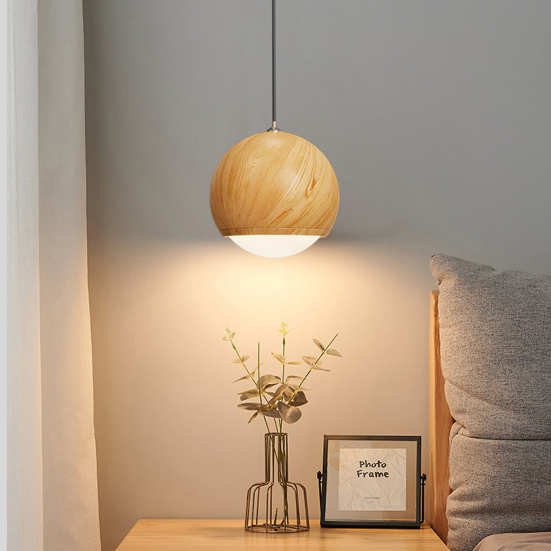 Japanese Wood Grain Oval Iron Pendant Light