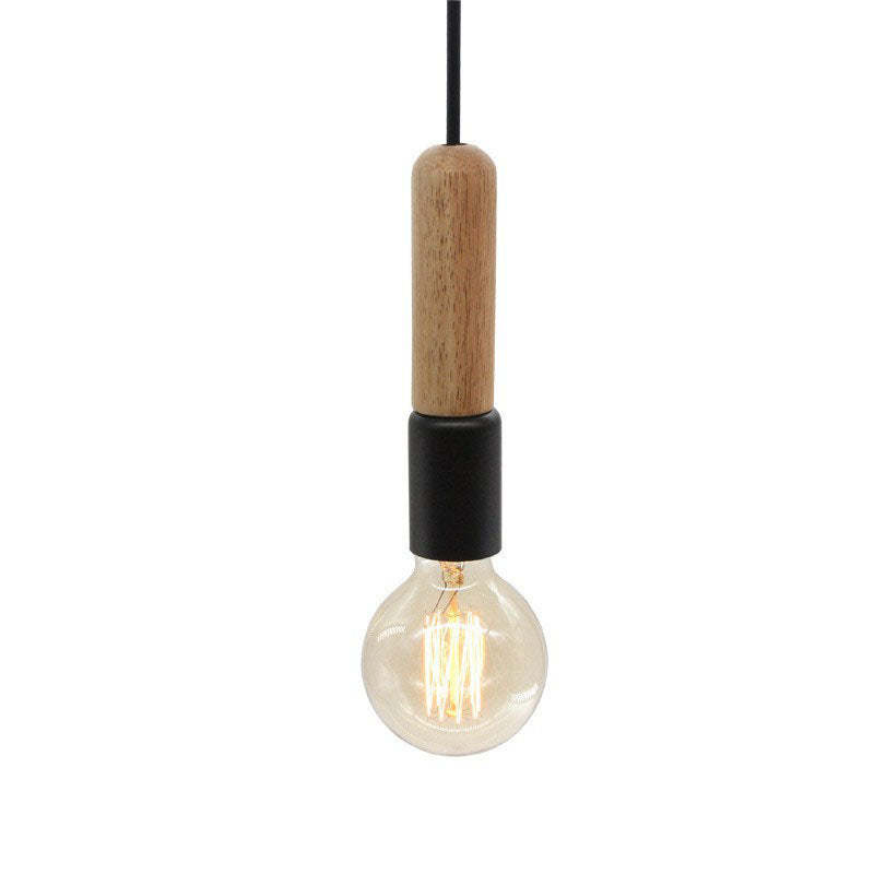 Nordic Minimalist Solid Wood Cylinder Pendant Light