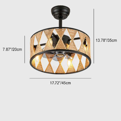Industrial Round Twisted Rope Iron 4-Light Fan Light