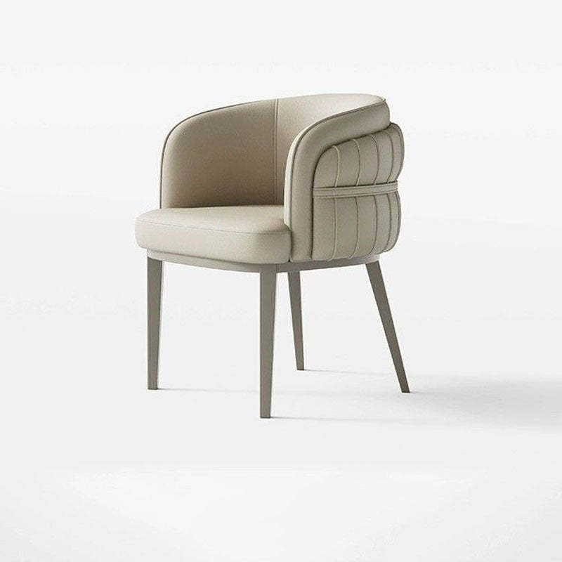 Modern Round Upholstered Leather Steel Dining Chair