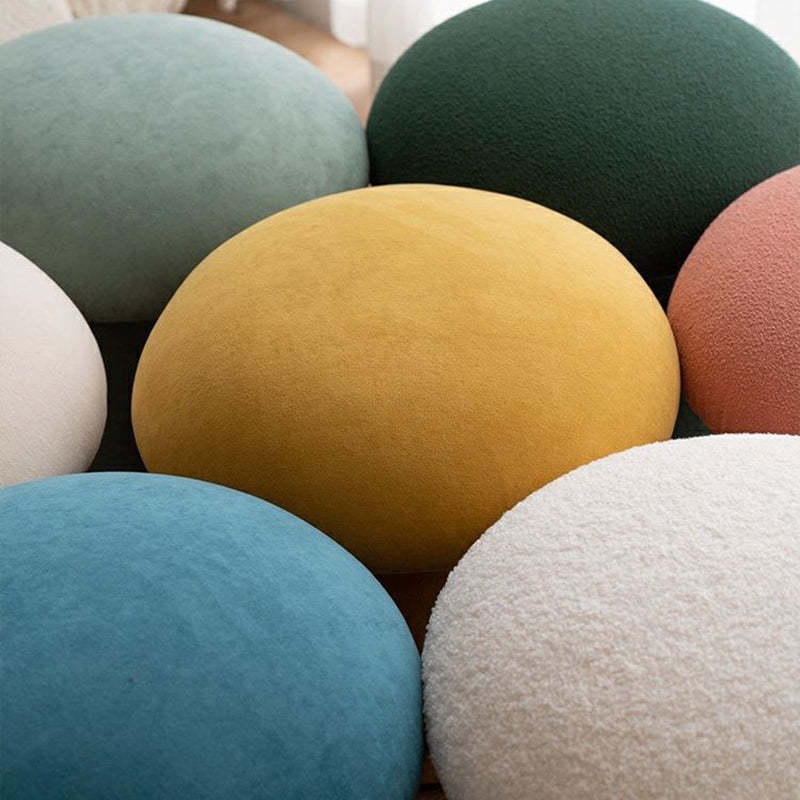 Scandinavian Lambswool Wood Round Mushroom Vanity Stool
