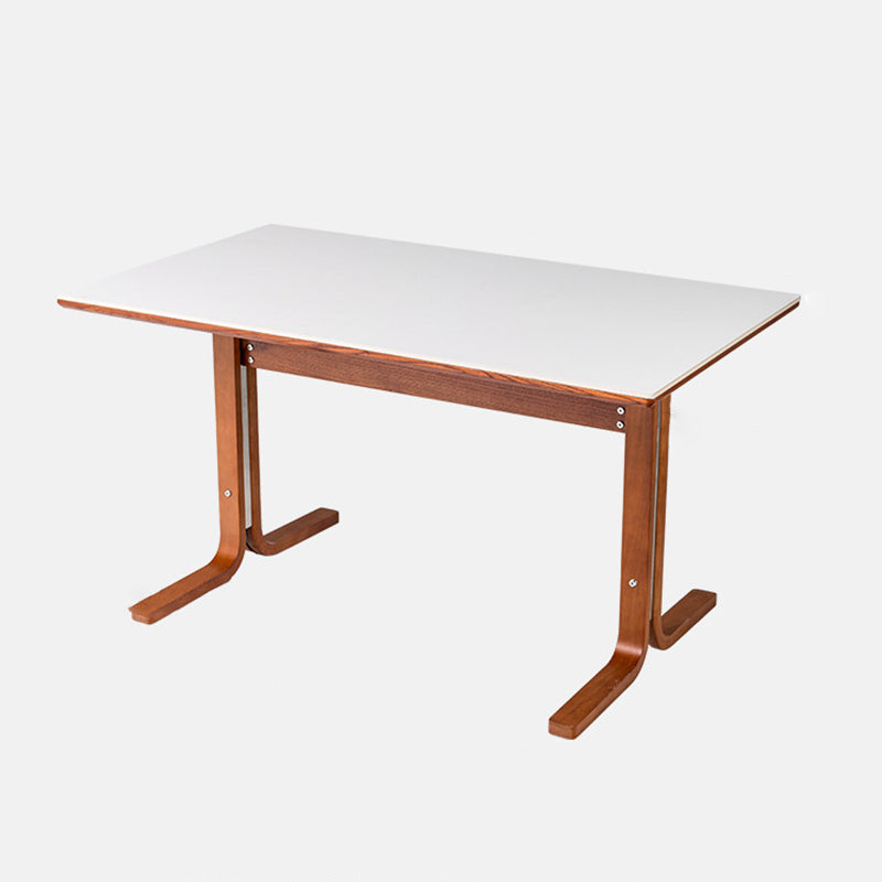 Retro Curved Leg Slate Wood Iron Dining Table