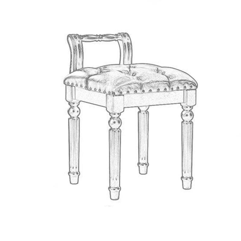 European Tufted Leather Low Back Vanity Stool