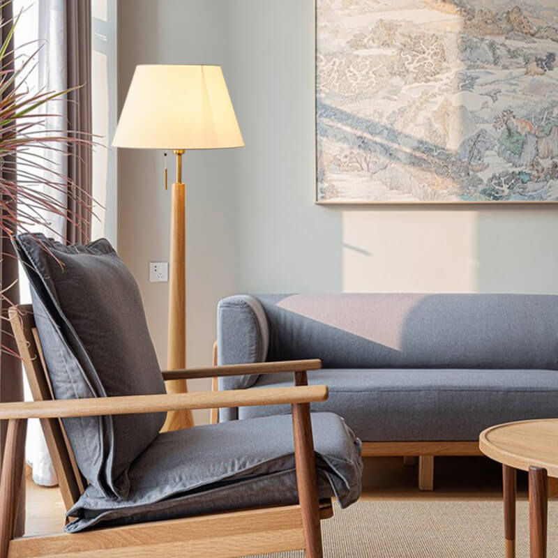 Scandinavian Solid Wood Fabric Floor Lamp
