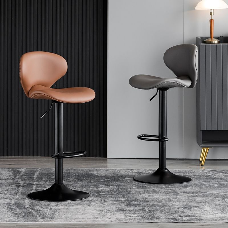 Curved PU Leather Swivel Bar Stool — White