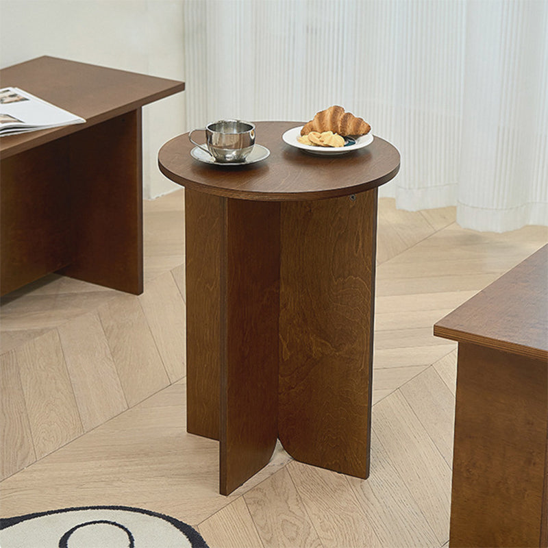 Vintage Round Solid Wood End Table