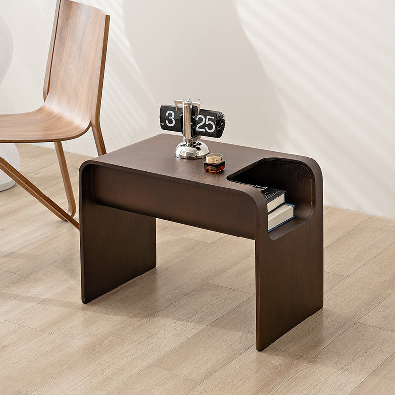 Minimalist Solid Wood C-Shaped Side Table