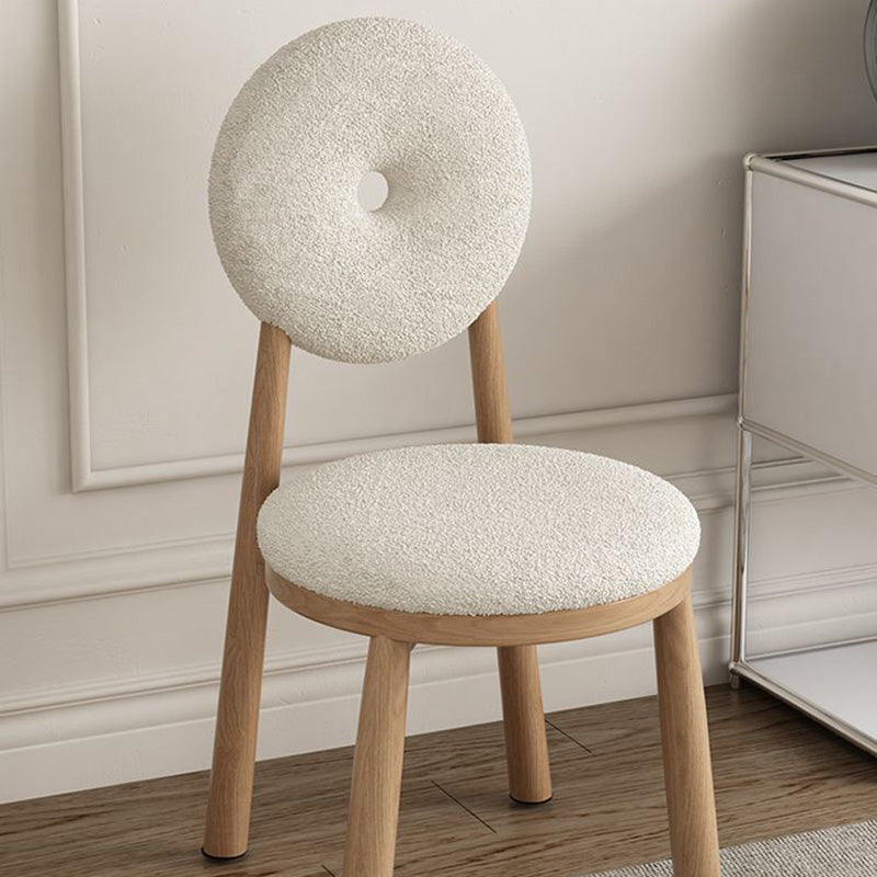 Scandinavian Lambswool Wood Iron Vanity Stool