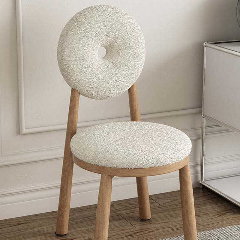 Scandinavian Lambswool Wood Iron Vanity Stool