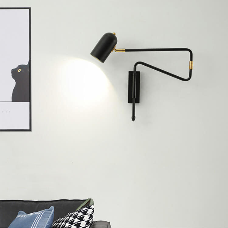 Creative arm decor black iron wall sconces — Matte Black / Plug / 220V-240V (UK/AU