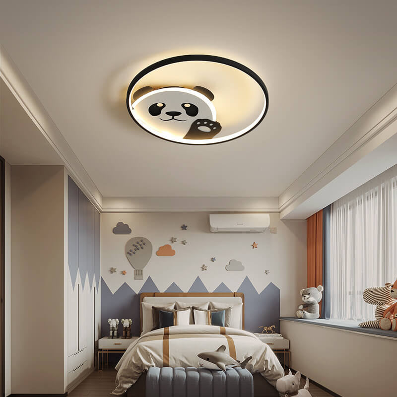 Cartoon Panda Round LED Flush Mount Light