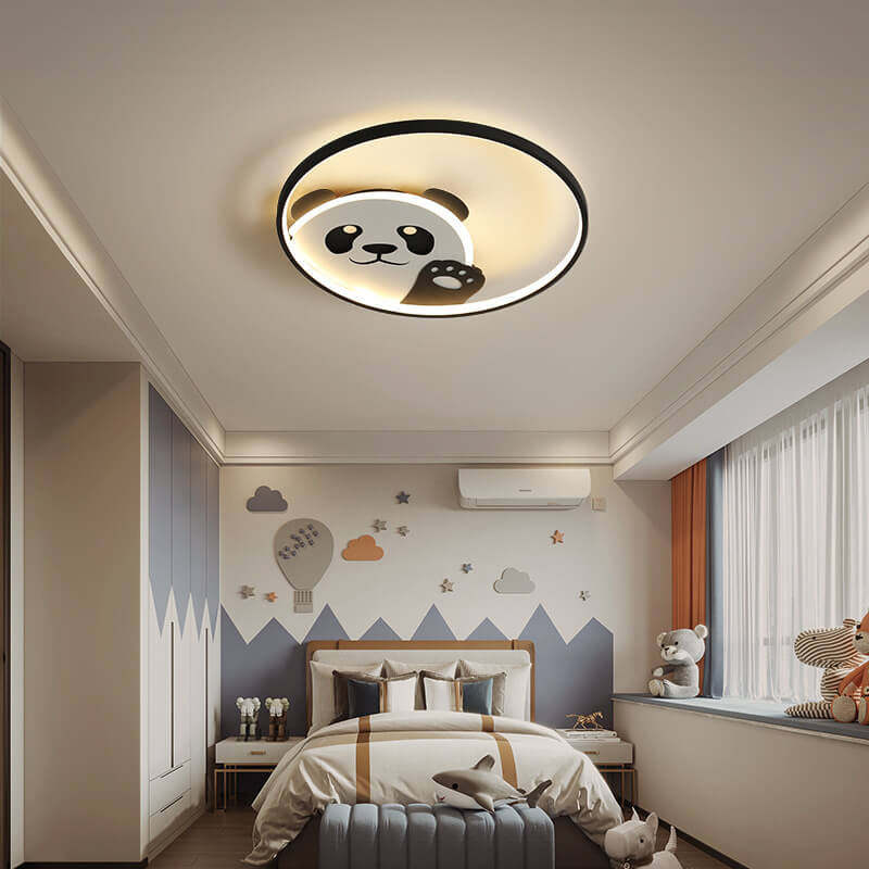 Cartoon Panda Round LED Flush Mount Light