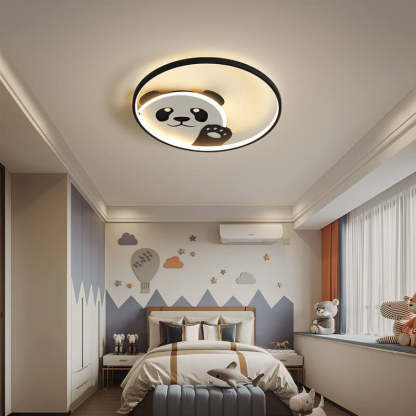 Cartoon Panda Round LED Flush Mount Light
