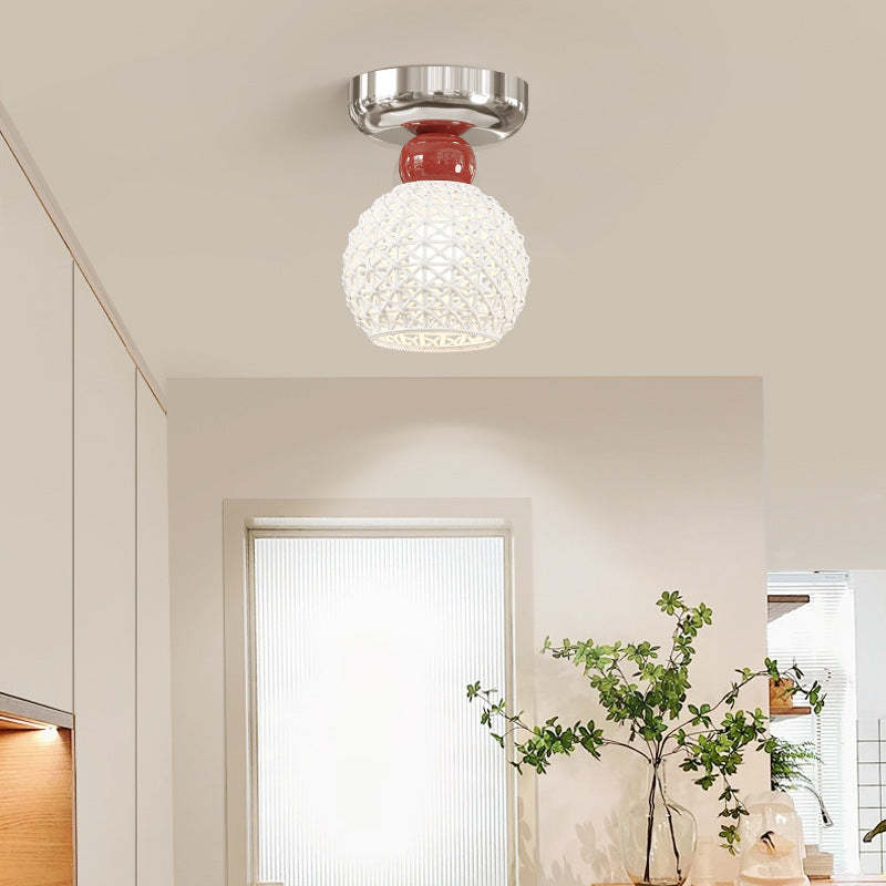 Modern Cream Iron Lace Round 1-Light Ceiling Light — B / Brown / 220V-240V For UK/AU