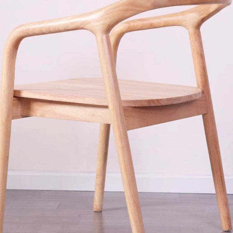 Minimalist Arched Wood Linen Dining Chair — Walnut Color / B