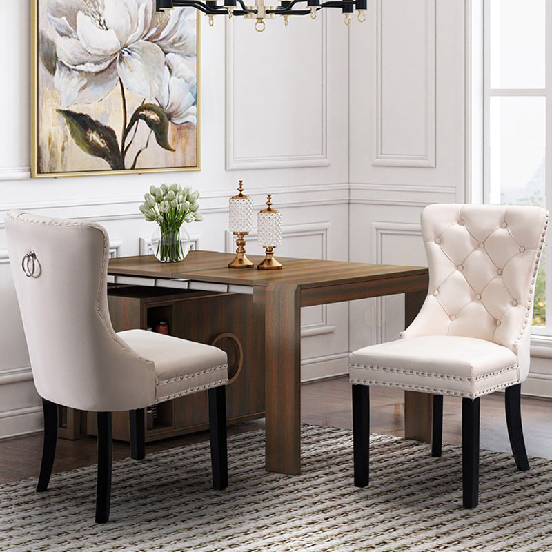 European Fabric Upholstered Tufted Dining Chair