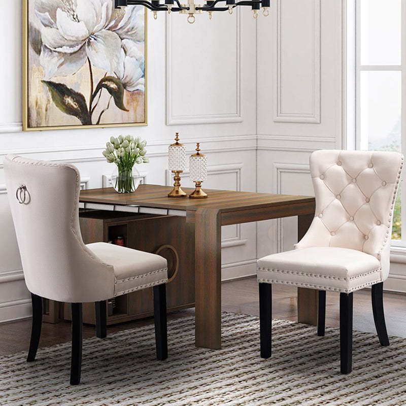 European Fabric Upholstered Tufted Dining Chair