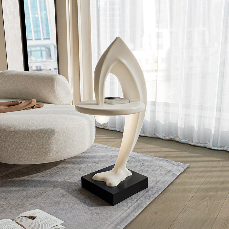 Contemporary Dolphin Round Marble End Table