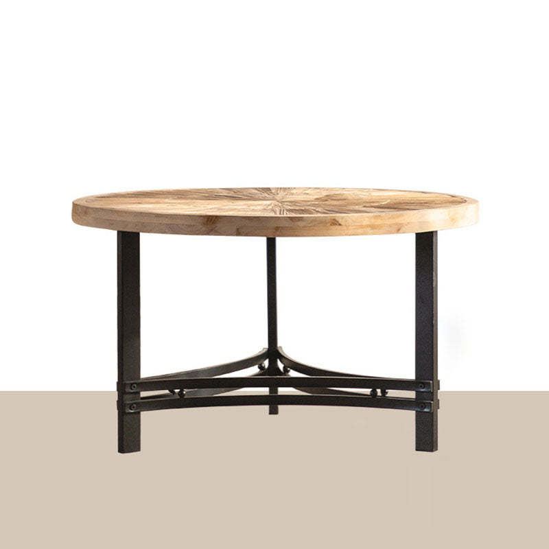 Japanese Round Wood Iron Coffee Table