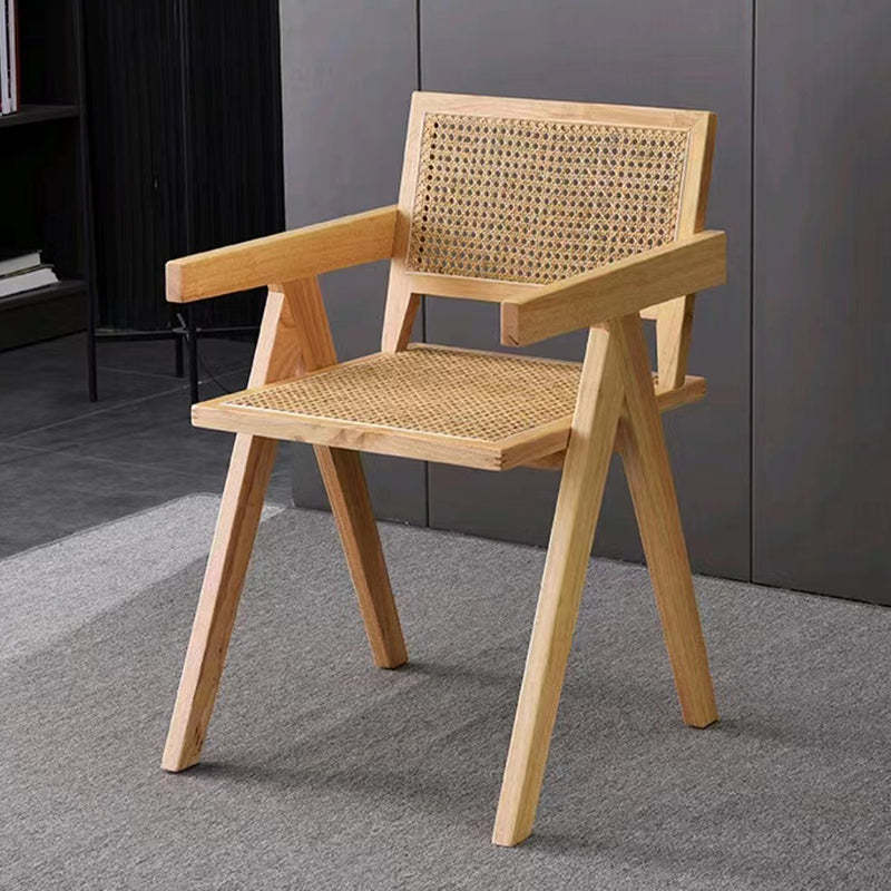 Scandinavian Wood Rattan Armchair