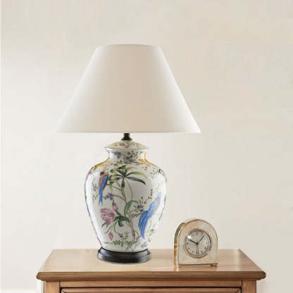 Retro Ceramic Flower Bird Table Lamp