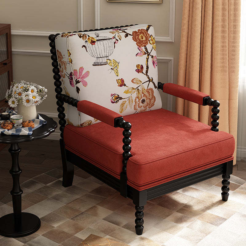Retro rubber accent chairs in wood velvet fabric