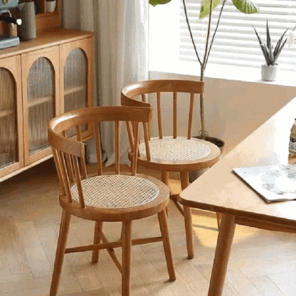 Chinese Bent Rattan Wood Dining Chair