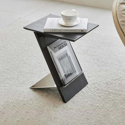 Scandinavian Z-Shape Wood Metal Coffee Table — Oak Wood