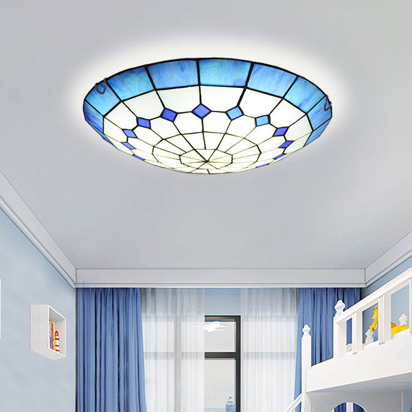 Traditional Tiffany Mediterranean Stained Dome — A / 110V-120V For US/CA