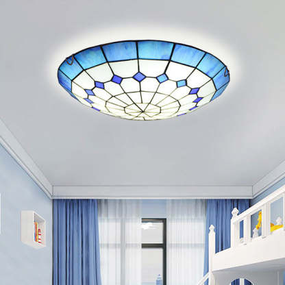 Traditional Tiffany Mediterranean Stained Dome — A / 110V-120V For US/CA
