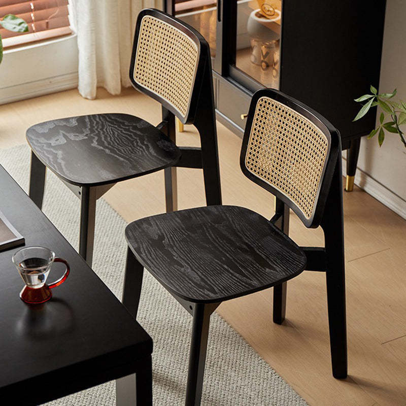 Minimalist Skeleton Wood Rattan Dining Chair