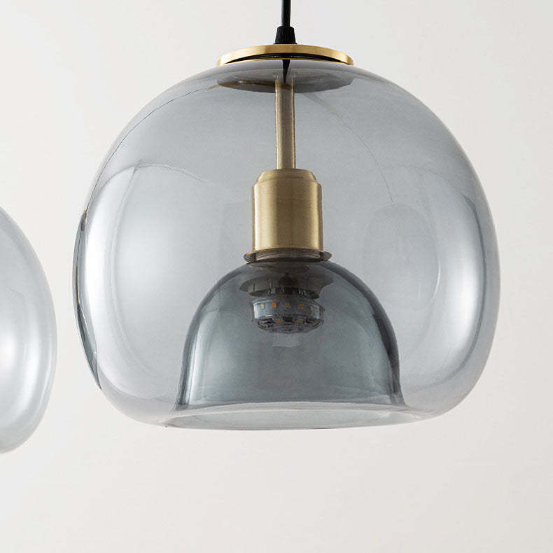 Scandinavian Round Copper Glass Island Chandelier