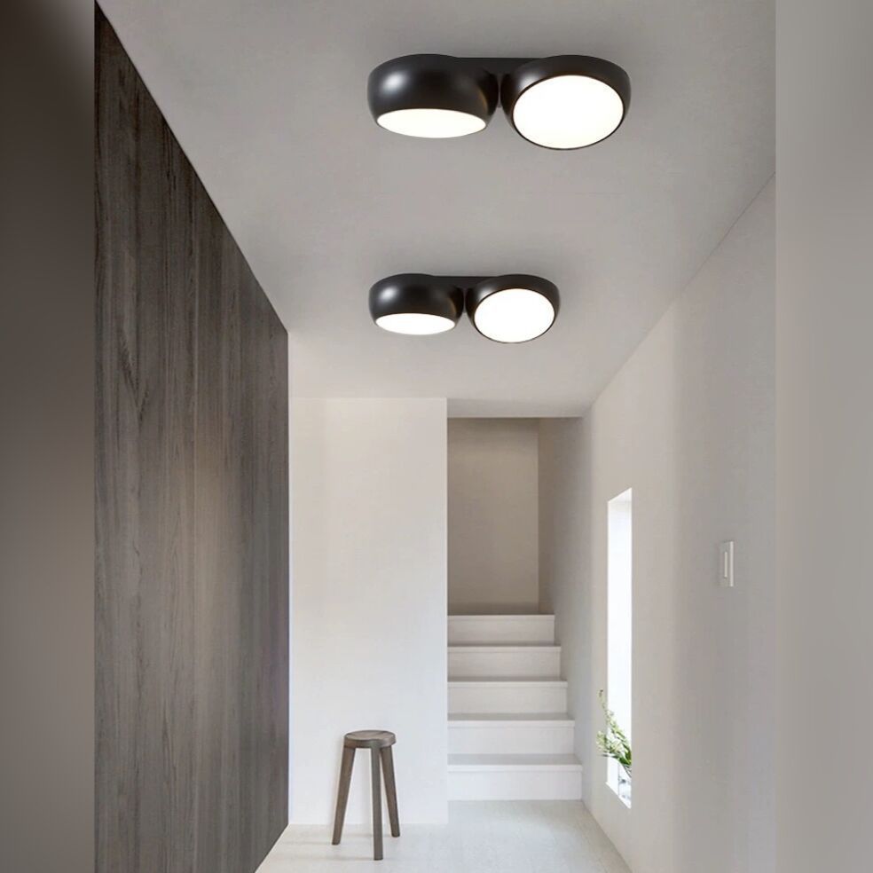 Scandinavian Iron Plastic Round LED Semi-Flush Ceiling Light