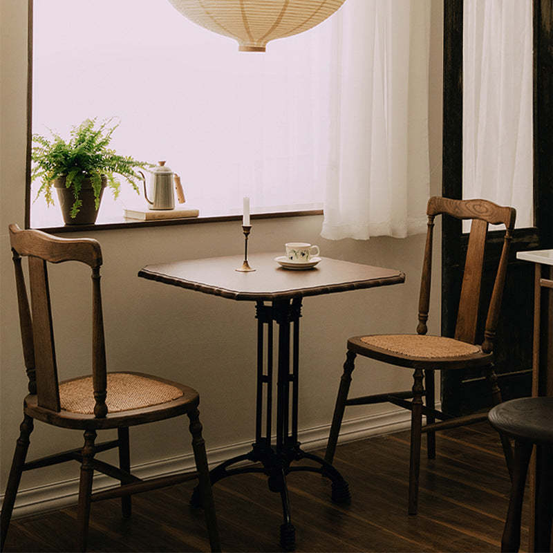 Vintage Scallop Wood Slat-Back Dining Chair