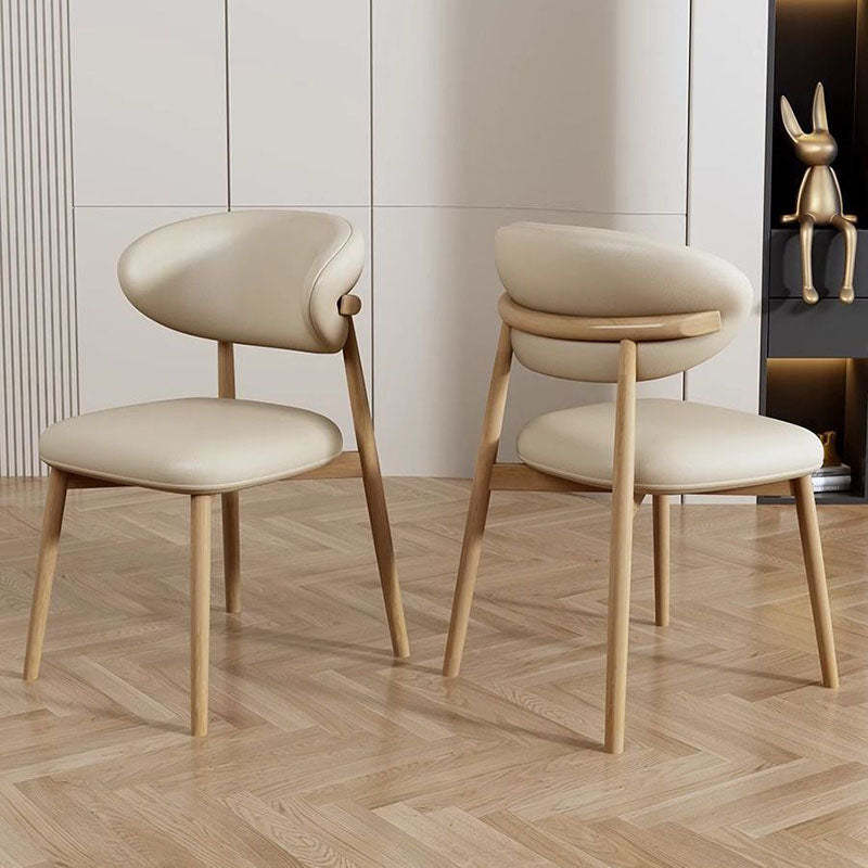 Minimalist Curved Iron Leather Armless Chair
