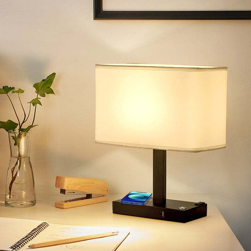 Minimalist Rectangular Cloth Iron Table Lamp