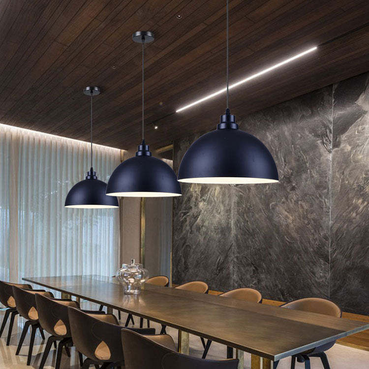 Industrial Iron Dome Pot Lid Pendant Light