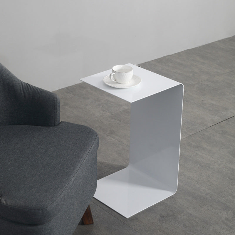 Minimalist C-Shape Iron Coffee Table — Black