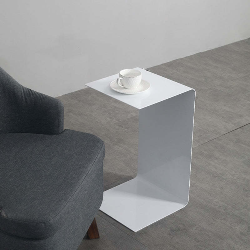 Minimalist C-Shape Iron Coffee Table — Black
