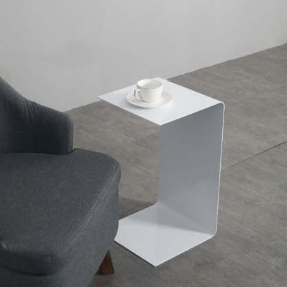 Minimalist C-Shape Iron Coffee Table — Black