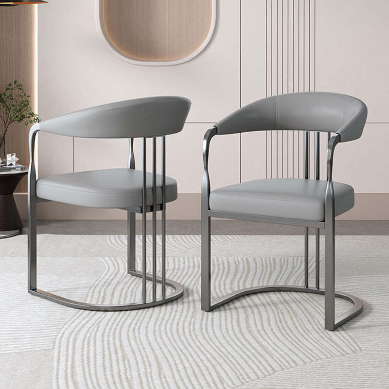 Modern PU Leather Arc Frame Dining Chair — Gold