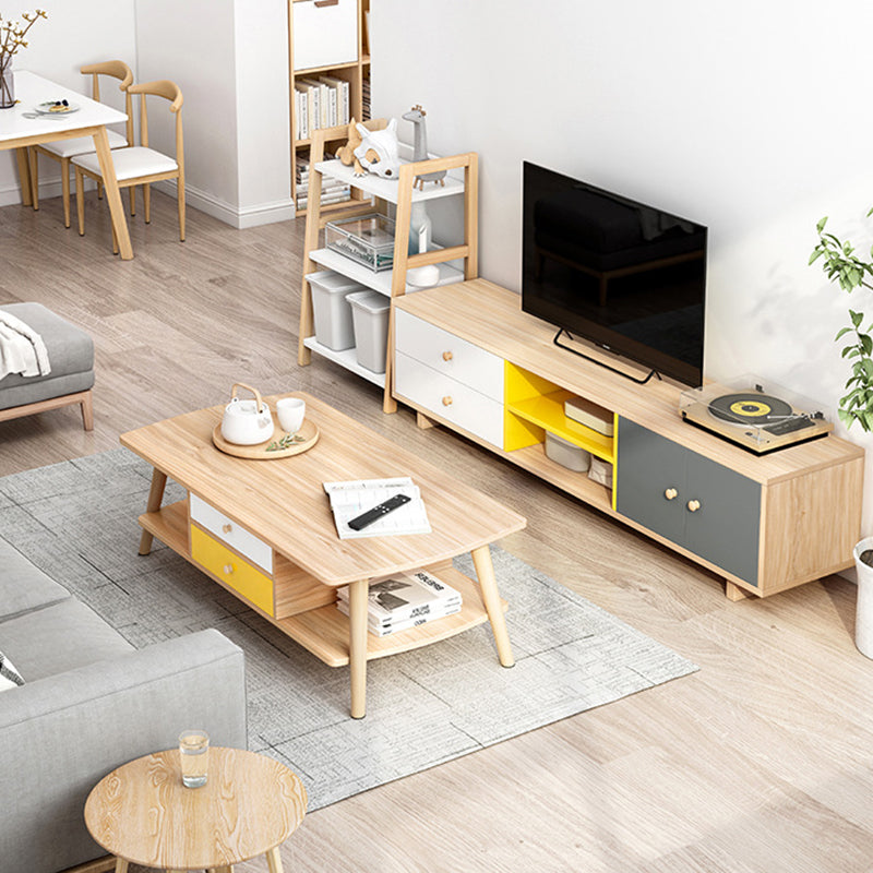 Minimalist Rectangular Wood 2-Tier Coffee Table