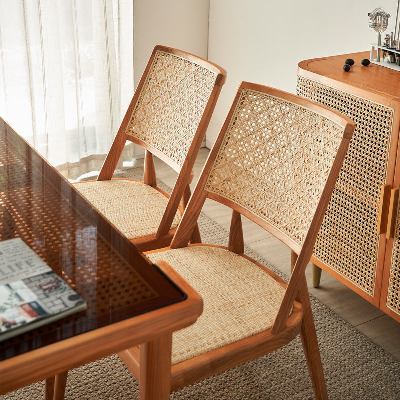 Vintage Rattan Woven Wood Dining Chair