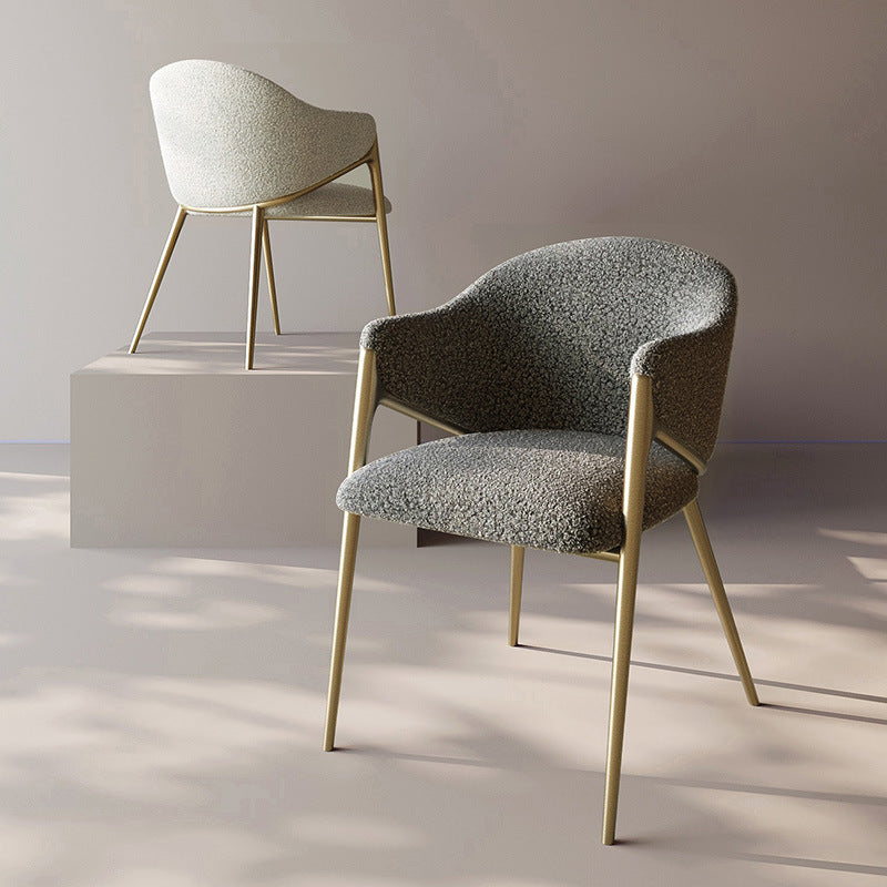 Round Lambswool Stainless Steel Dining Chair