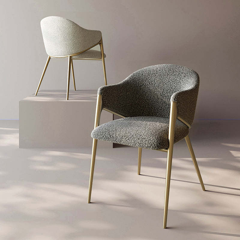 Round Lambswool Stainless Steel Dining Chair