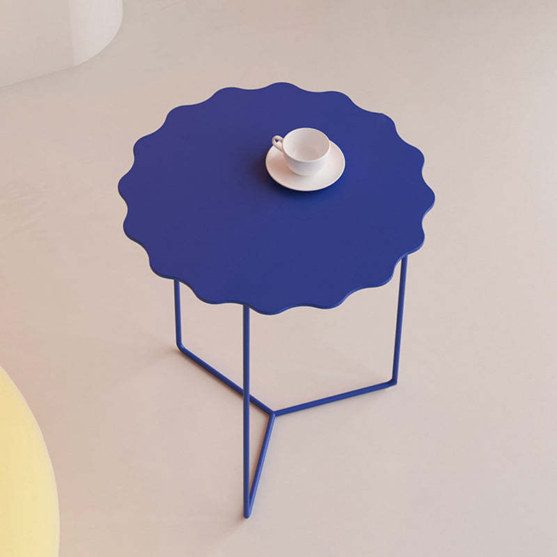 Contemporary Square Wave Iron Coffee Table — Round