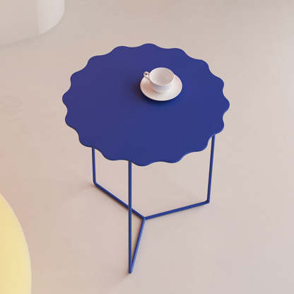 Contemporary Square Wave Iron Coffee Table — Round