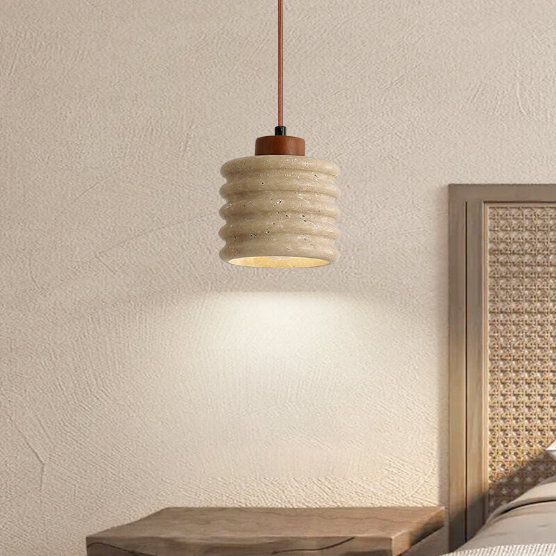 Japanese Wabi-Sabi Yellow Travertine Pendant Light