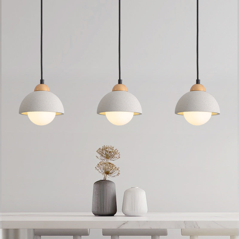 Scandinavian Cement Dome Glass Pendant Light